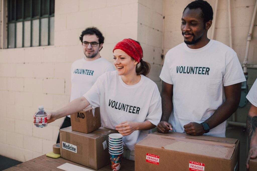 Group of dedicated volunteers at a community service event.