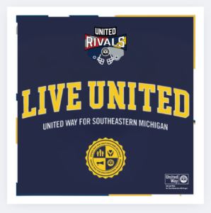 United Rivals Live United logo featuring United Way for Southeastern Michigan with blue and yellow theme.